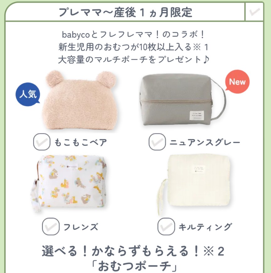 babycoプレママ特典おむつポーチ